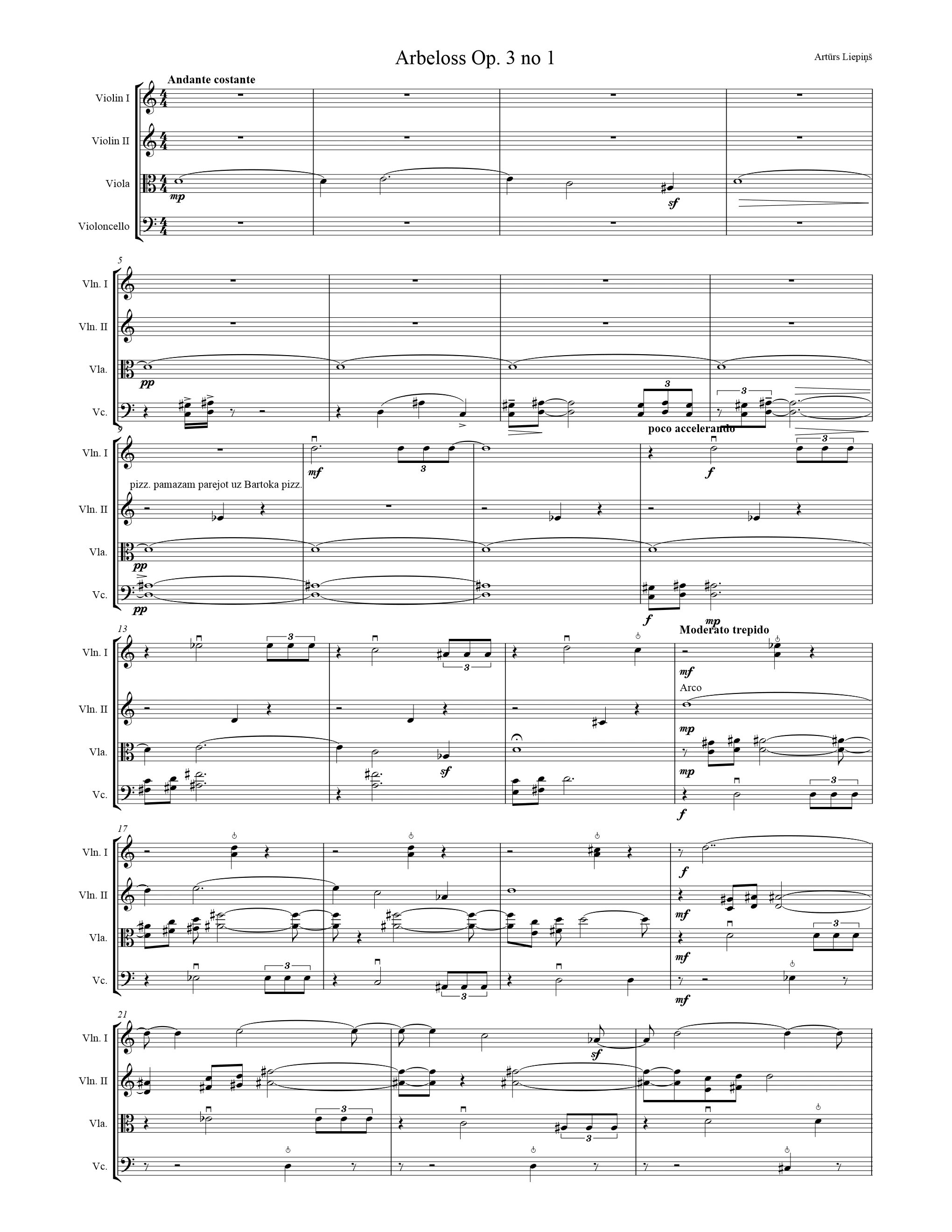First page of the score for Arbeloss