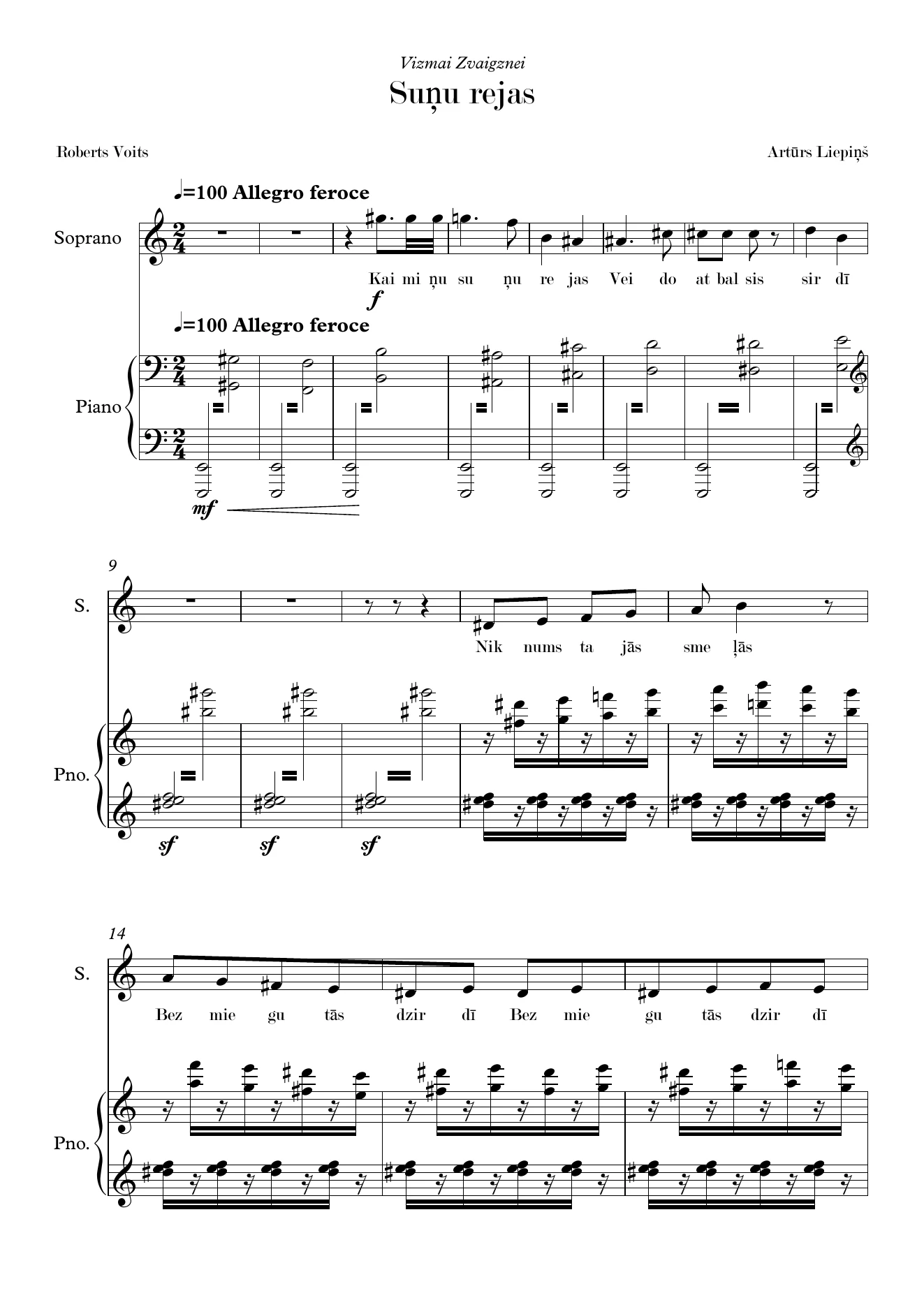 First page of the score for Dog Barks